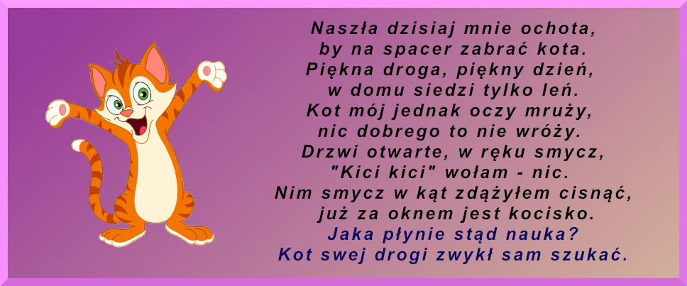 wierszyki, spacer z kotem